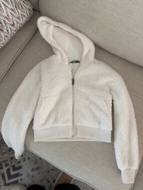 Cozy The Northfacr Teddy Fleece Zip Hoodie in Cream